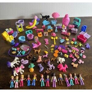 Large Polly Pocket Lot Figures Animals Accessories Furniture Mixed Bundle Mattel